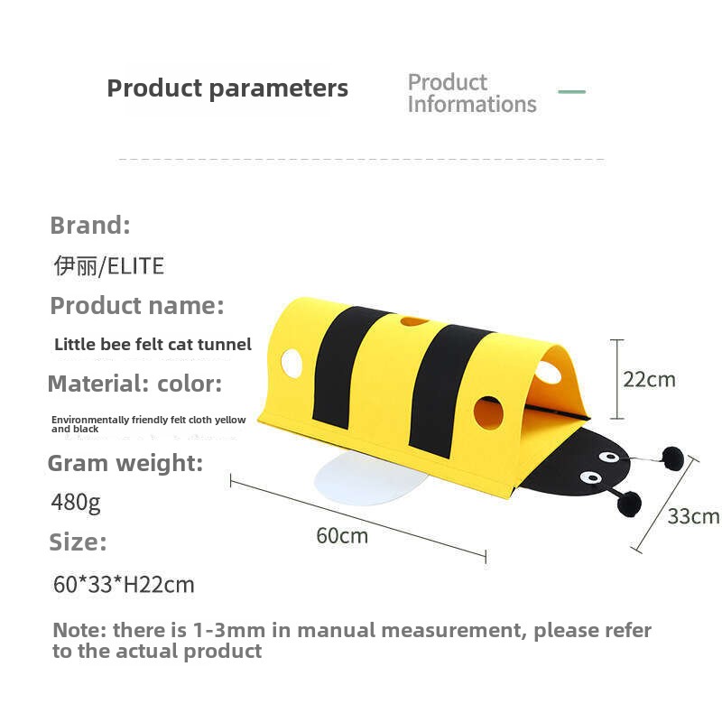 Self-Soothing Magic Patch Bee Toys with Detachable Cat Tunnel for Pets