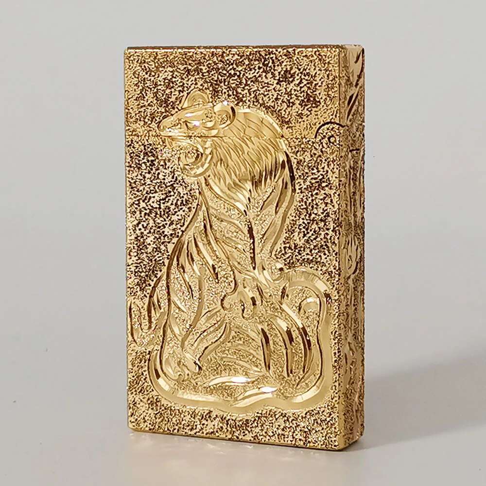 Top Selg Lighter Metal Brass Tiger Bright Sound Gas Butane Refillable Cool Smoking Cigarette Tools For Boyfriend Collection