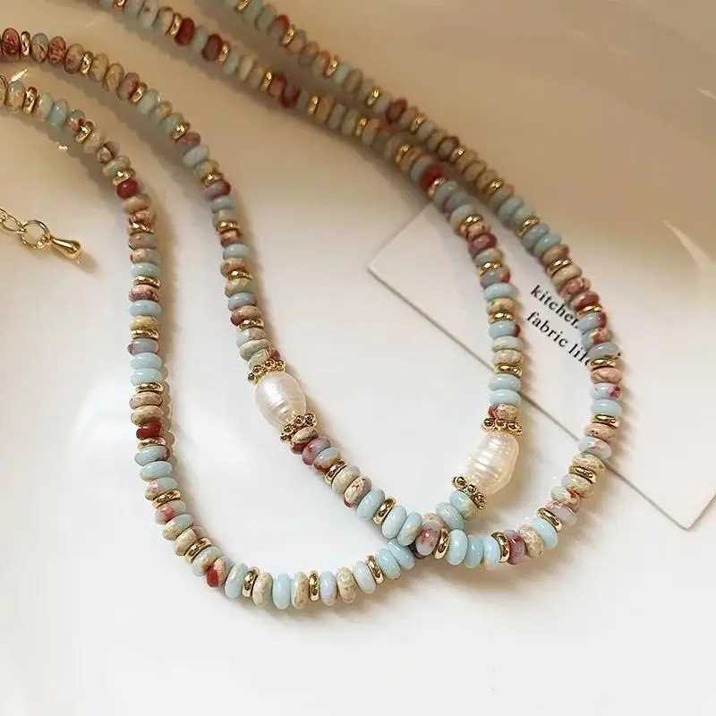 2024 New Trendy Natural Stone Freshwater Pearl Collar Chain Necklace Vintage Handmade Stylish Beads Jewelry Bijoux GiftXJ250222