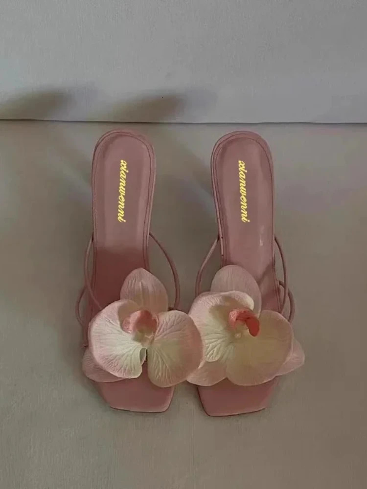 Fashion Shoes Female Elegant Flowers Hot Casual Fashionable Outer New Wear High Heel Sandals Women 250221