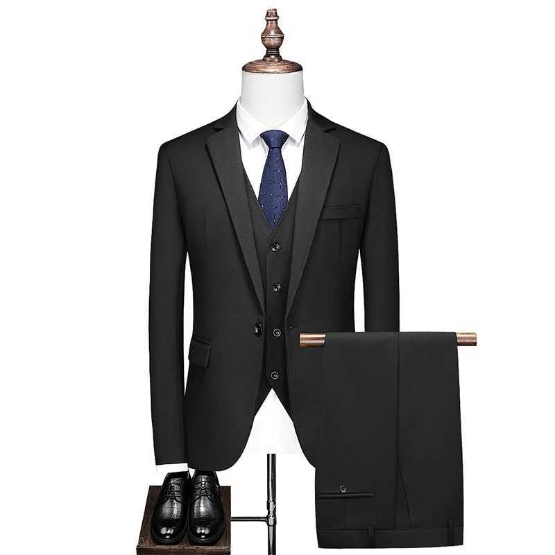 Luxury 3 piece Men Suits Single-Breasted Suits Jacket Formal Dress Men Suit Set Wedding Suits Groom Tuxedos (Jacket+Pants+Vest)XJ250222