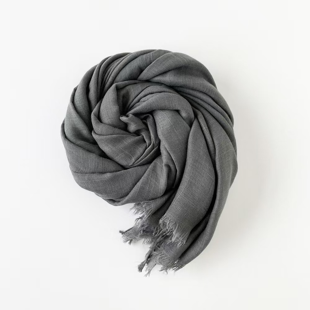 T157 autumn and winter new scarf solid color medium and long European and American style shawl light breathable neck bamboo cotton scarf
