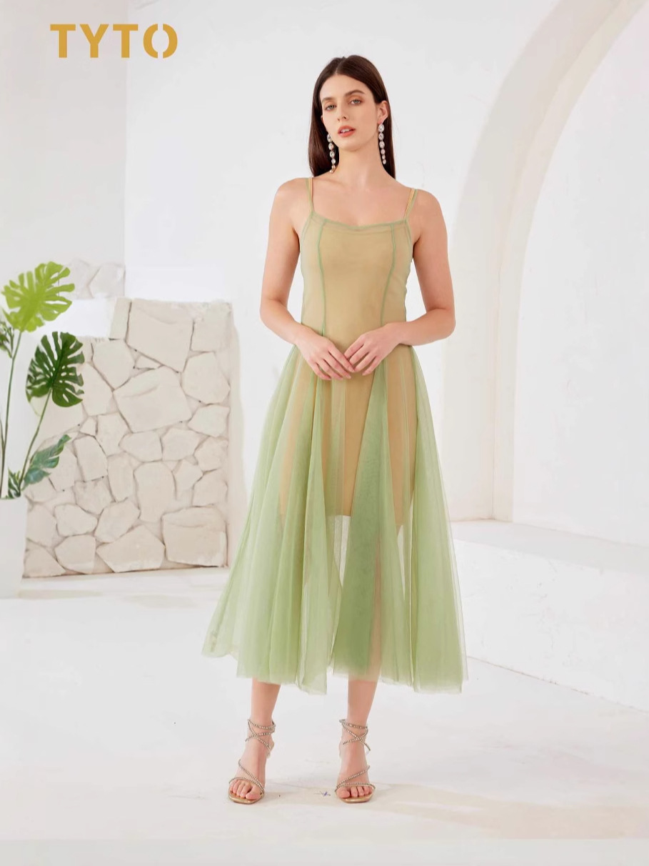 MU280 Spring and Summer New Swing Skirt Holiday Party Dress