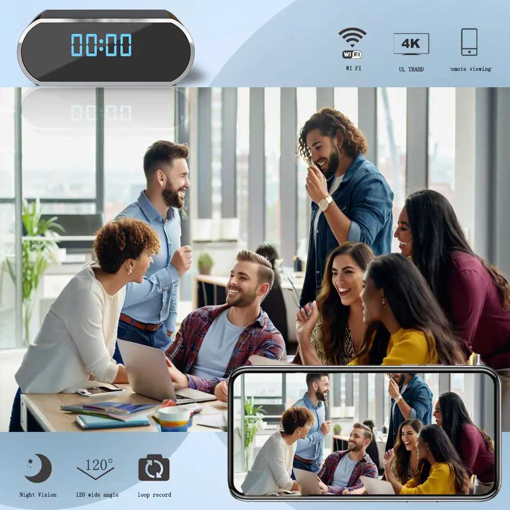 4K WiFi Fl HD Clock Camera with Motion Detection Night Vision Function Suitable for He and Off Surveillance Z250222