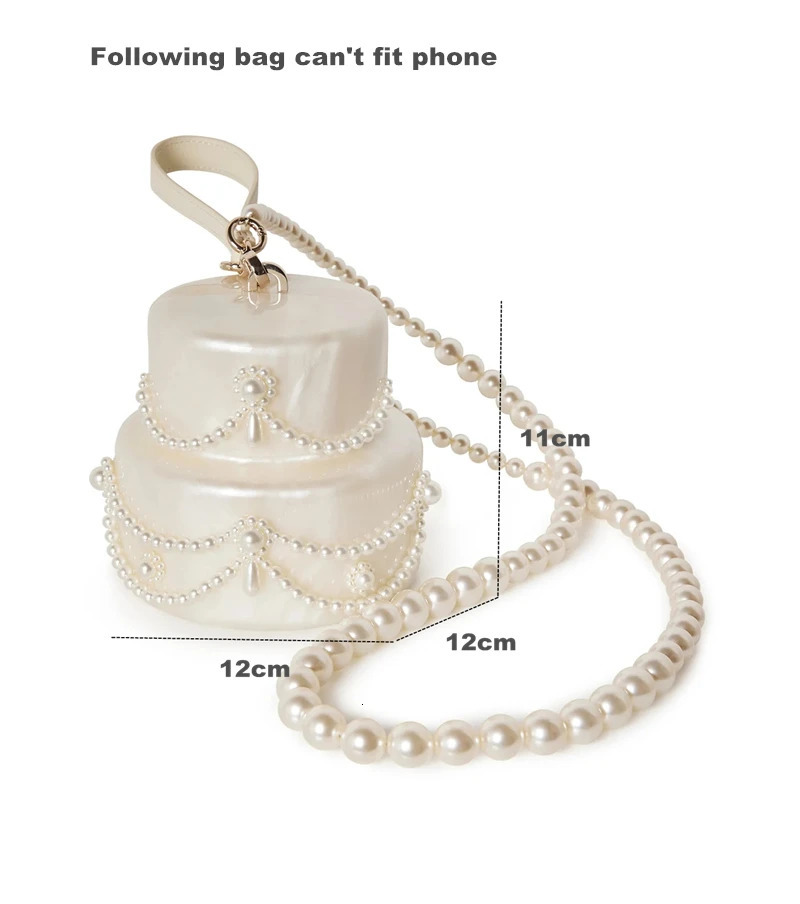 Women Acrylic cake bag cute pearl Evening Clutch Bag Embellished Pearl purse For Wedding Party shoulder Handbag 250221