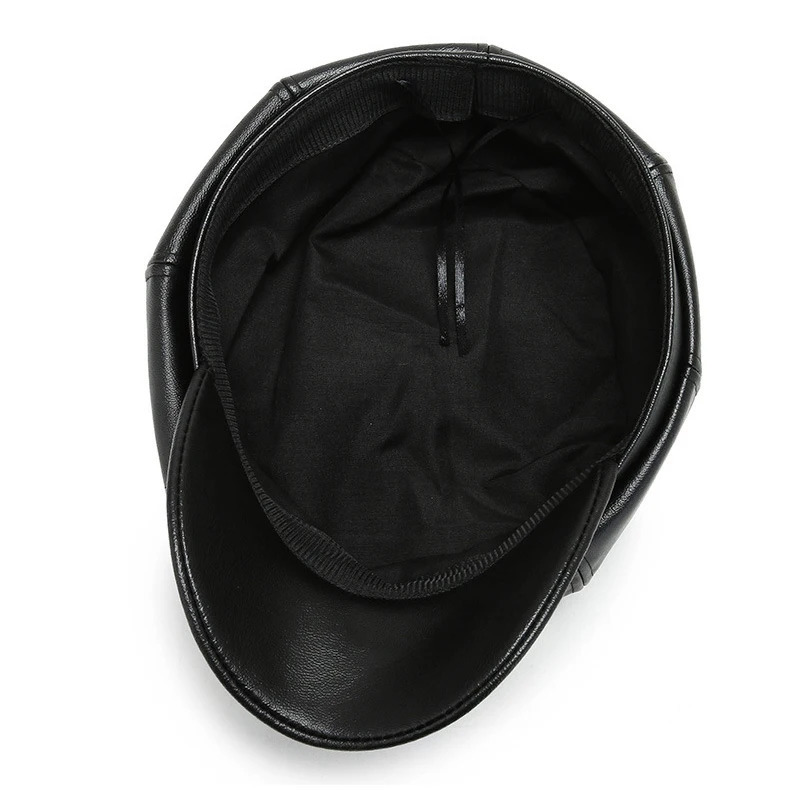 Women Men PU Leather Berets Hat Retro British Solid Beret Baseball Cap Outdoor Sun Hat Winter Warm Octagonal Hats s Caps 250221
