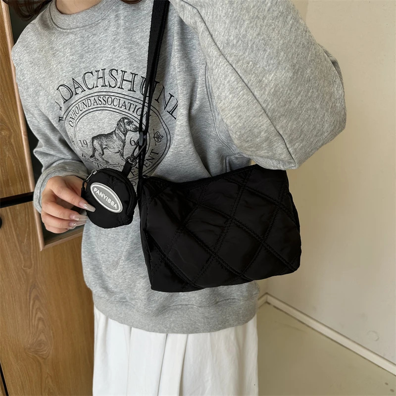 Embroidery Diamond Lattice Womens Handbags ner Shoulder Cross Body Bags Female Handbag with Coin Purse 250218