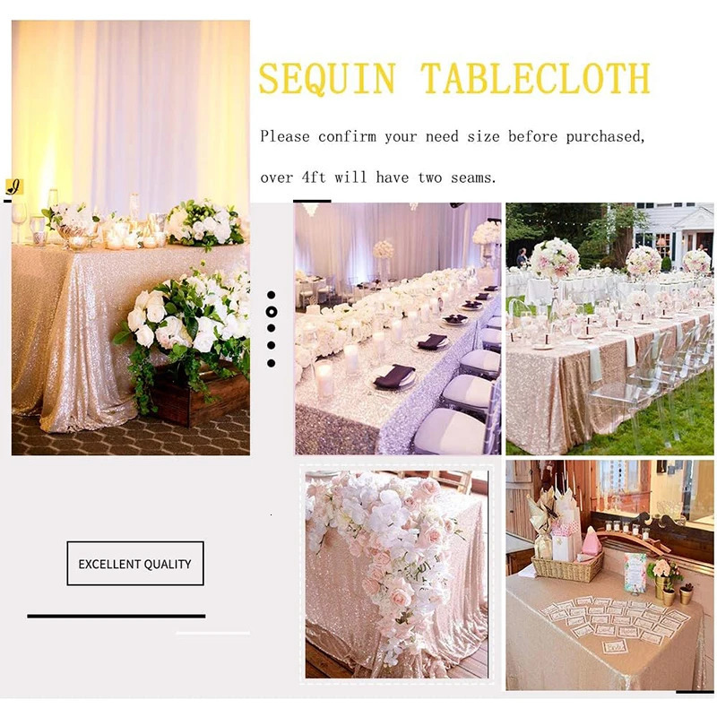 Sequin Table Cloth Rectangular Glitter Tablecloth Rose Gold Silver black Tablecloth for Wedding Birthday Party Event Home Decor 250218