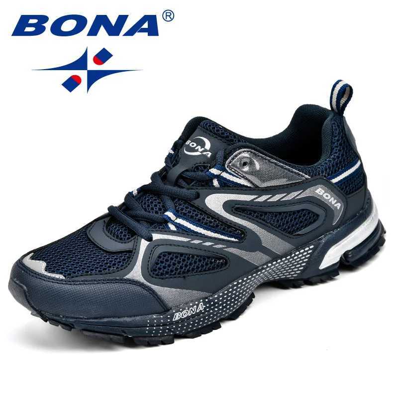 BONA New Arrival Classics Style Men Running Shoes Cow Split Mesh Men Sport Shoes Lace Up Outdoor Jogging Shoes Z250304
