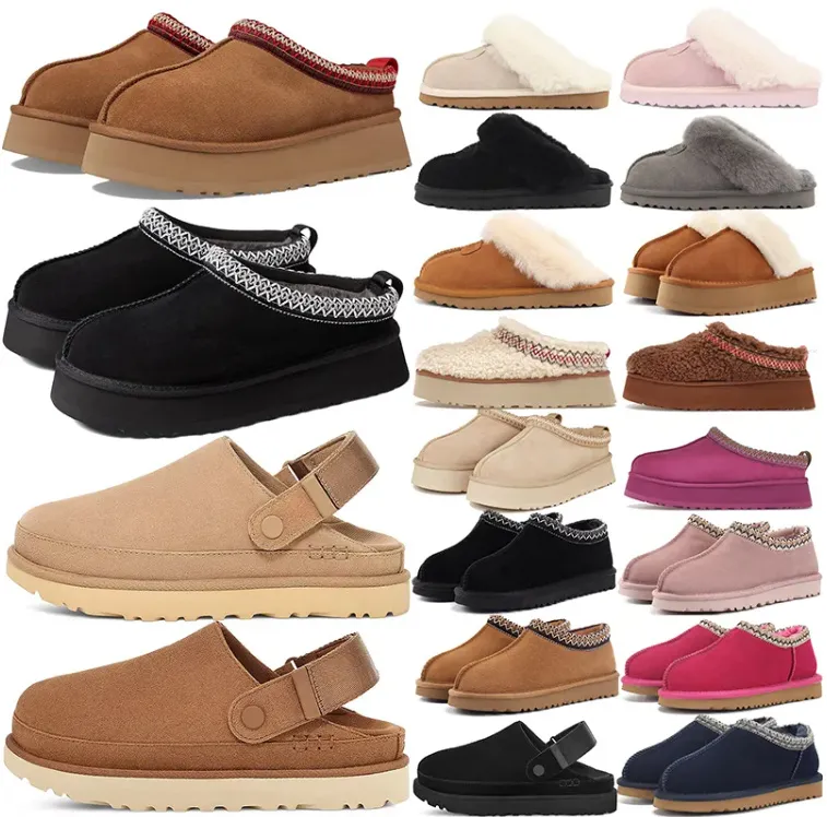 Womens slippers Tazz Chestnut Fur Slides Dheepskin Shearling slipper Tasman Classic Ultra Mini Platform Boots women snow Wool Blend Winter Australia Booties