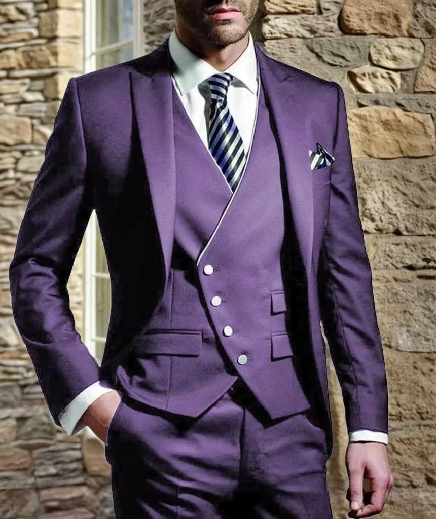 Men Suits for Wedding 3 Pieces Blazer Vest Pants Peak Lapel Slim Fit Suit Elegant Tuxedos for Wedding Business Evening PartyXJ250222