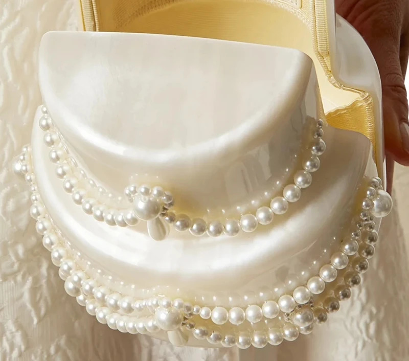 Women Acrylic cake bag cute pearl Evening Clutch Bag Embellished Pearl purse For Wedding Party shoulder Handbag 250221