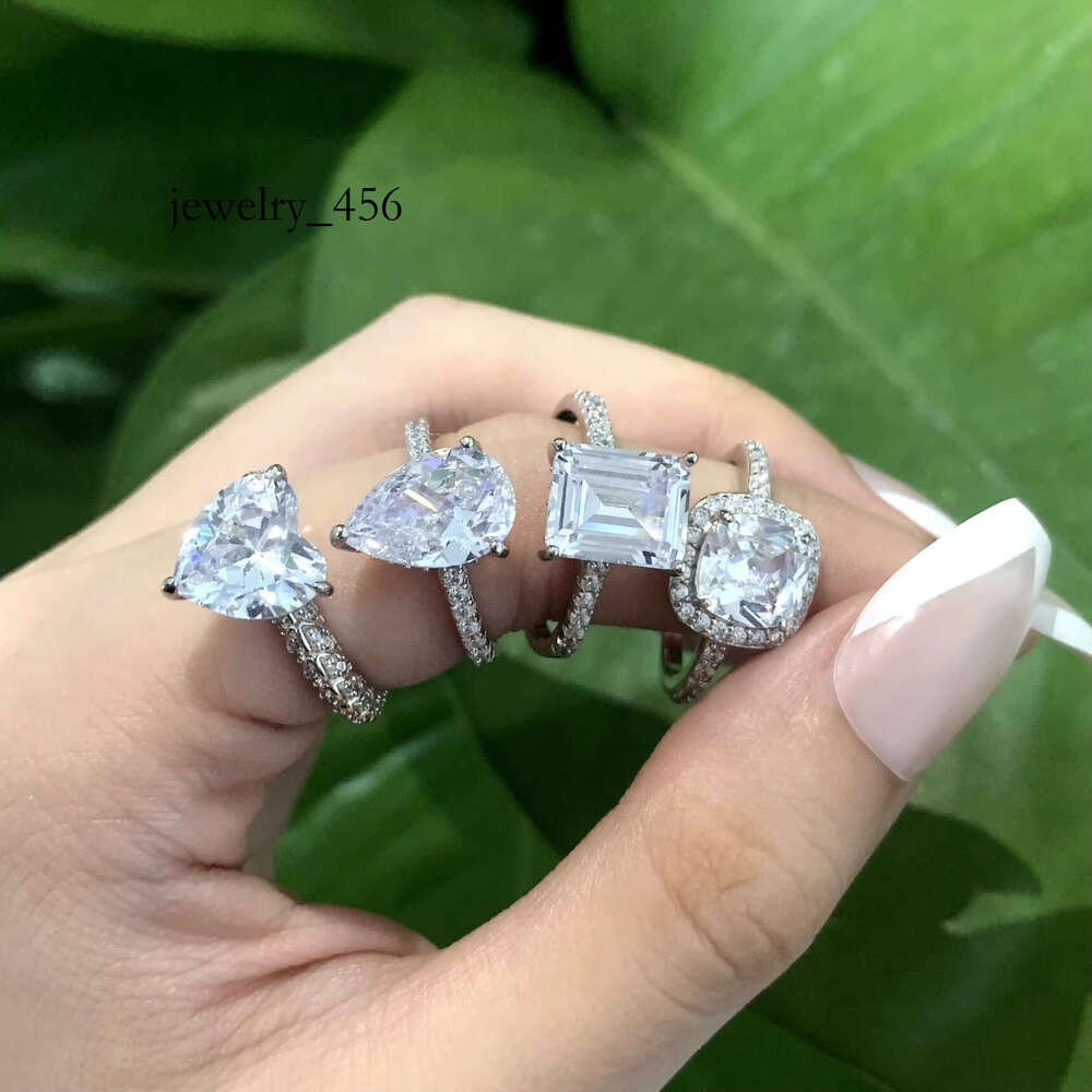 FOXI Factory Sterg Sier Promise Rhodium Plated Heart 4CT VVS D Moissanite Wedding S Aurora Rings Fine Jewelry