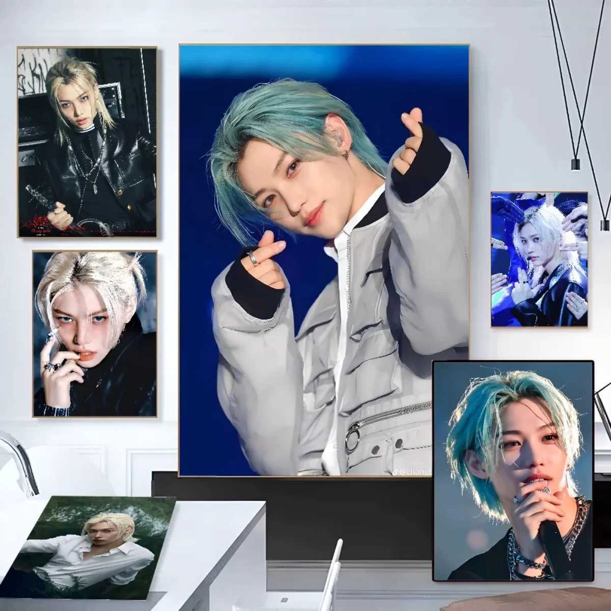 Felix Stray Kids K Sea Newspaper Print He Lives in Ro Bedro Entrance Bar Cafe Art Canvas Decoration Y250218