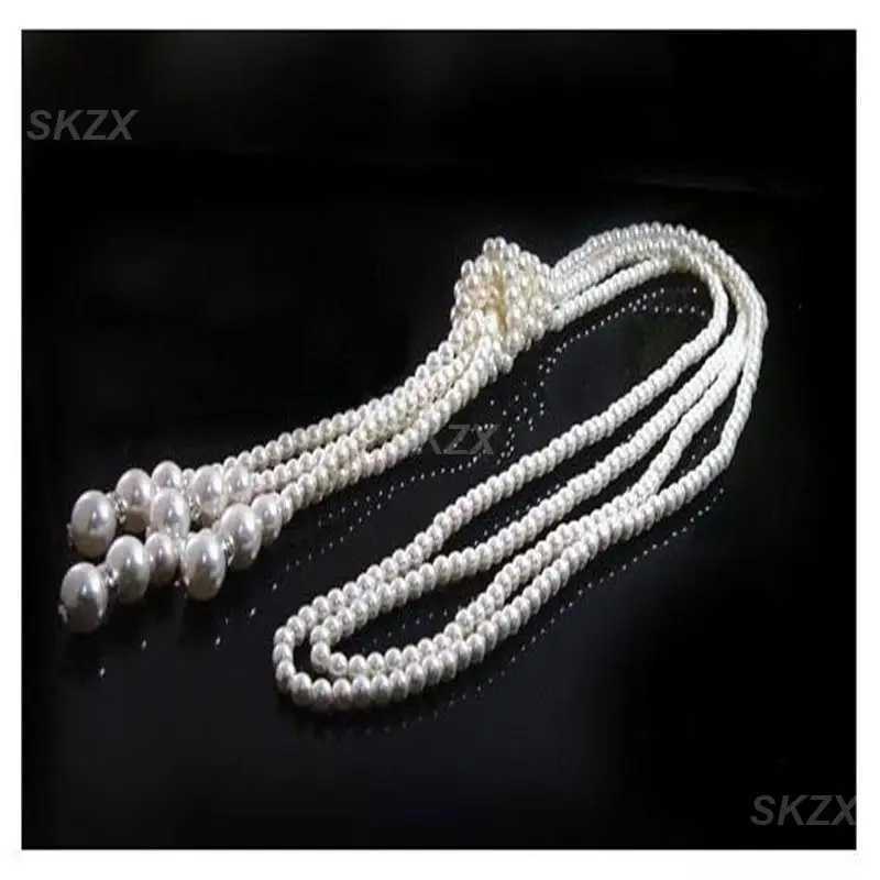 Natural Freshwater Pearl Necklace Handmade Exquisite Crystal Beads 5-Layer Sweater Chain Long Sleeve Sweater ChainXJ250222