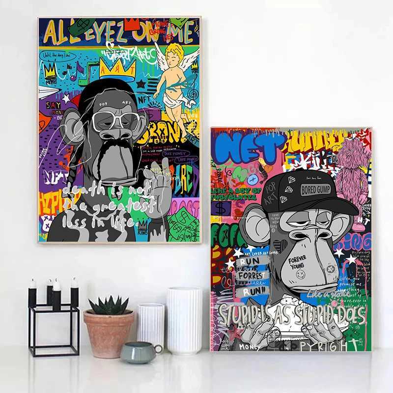 Abstract Graffiti Poster Canvas Painting Banksy Art Portrait Poster Print Wall Art Picture for Nordic Living Ro He Decor Y250218