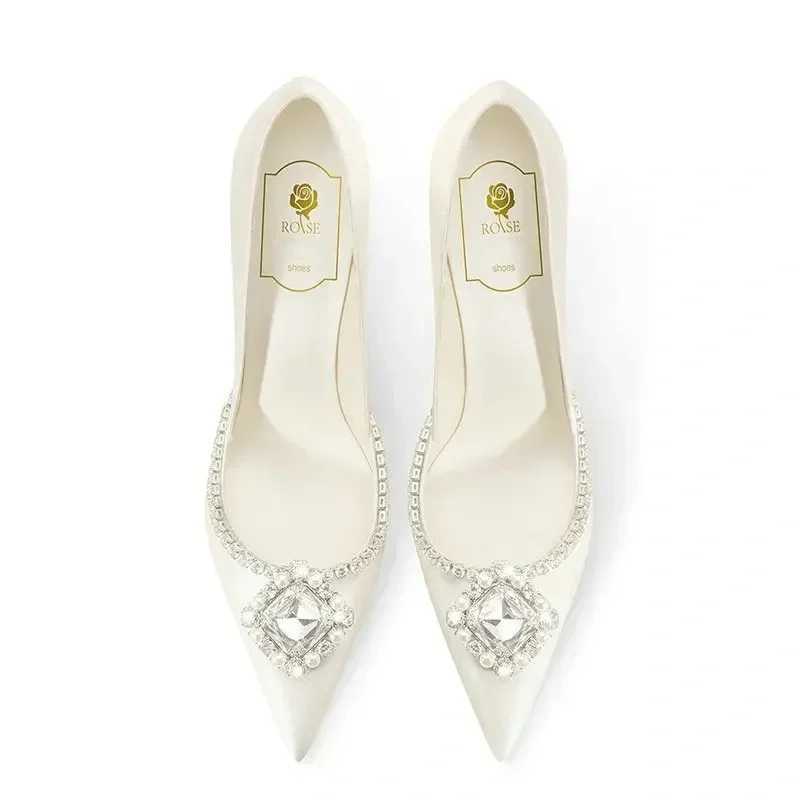 Elegant wedding shoes bridal shoes white Rhine high heels bridal pumpXJ250221