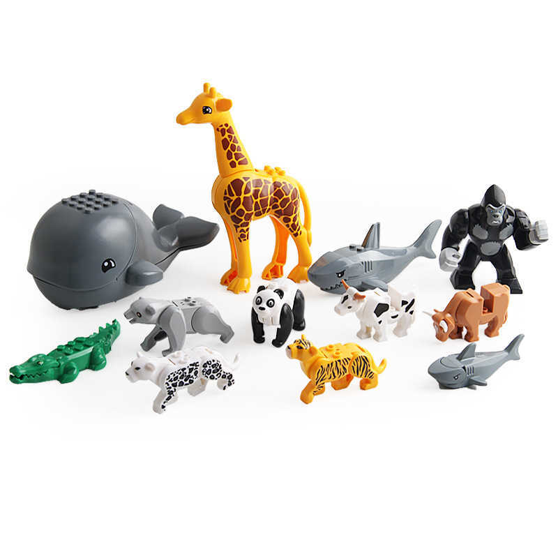 cartoon blocks for export zoo small particle animal building block model assembly DIY early education toys aa891