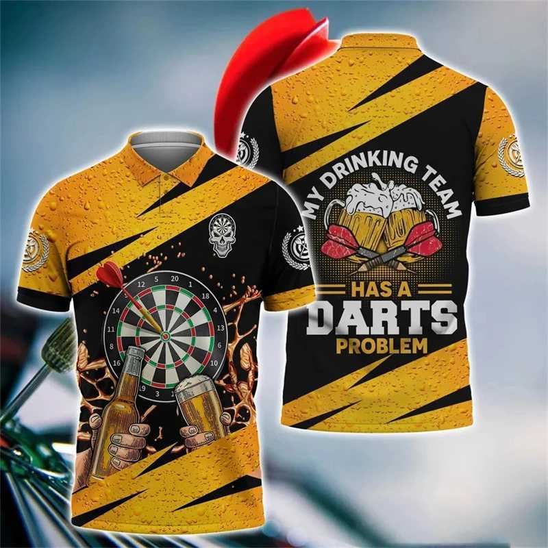 Men's Polos Darts Turntable Graphic Short Sleeve Polo Shirts For Men Clothes Casual Party Lapel POLO Shirt Fan Of Knives Club Team Male Tops z250