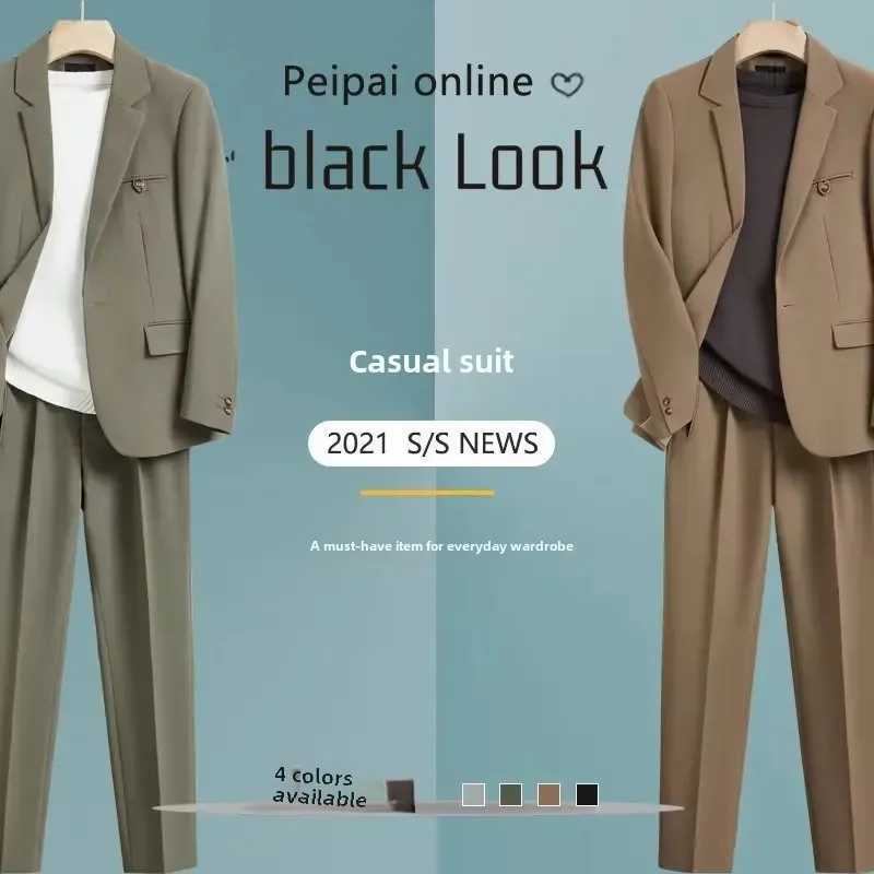 Spring Summer Casual Drapey Loose Style Mens Suit Korean Fashion Trend High End Feelings Western Coat Casual SceneXJ250222