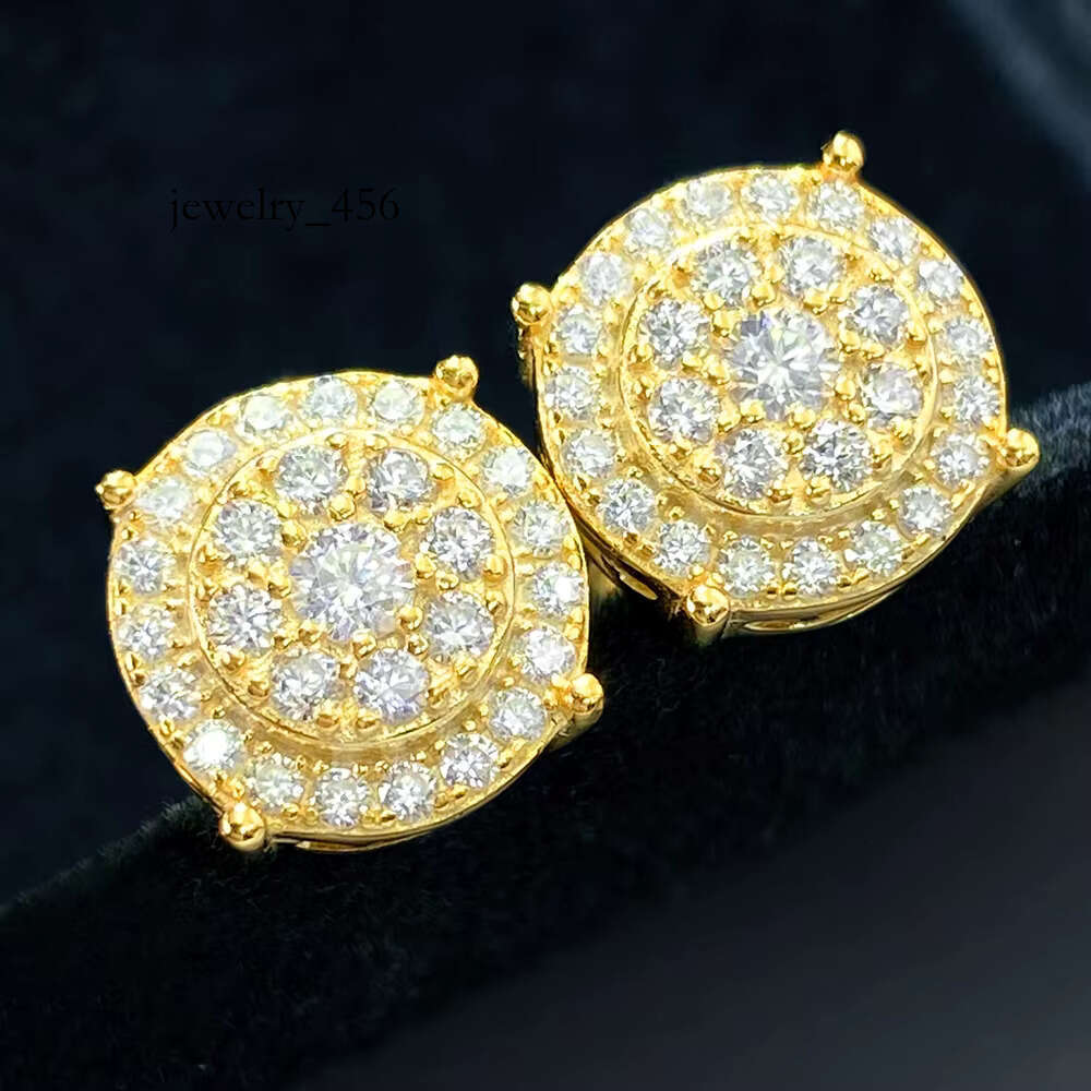 Foxi 0.64Ct Wer Cluster Halo Pave Moissanite Dia Oro Orecchini Sier Sier Sier P…