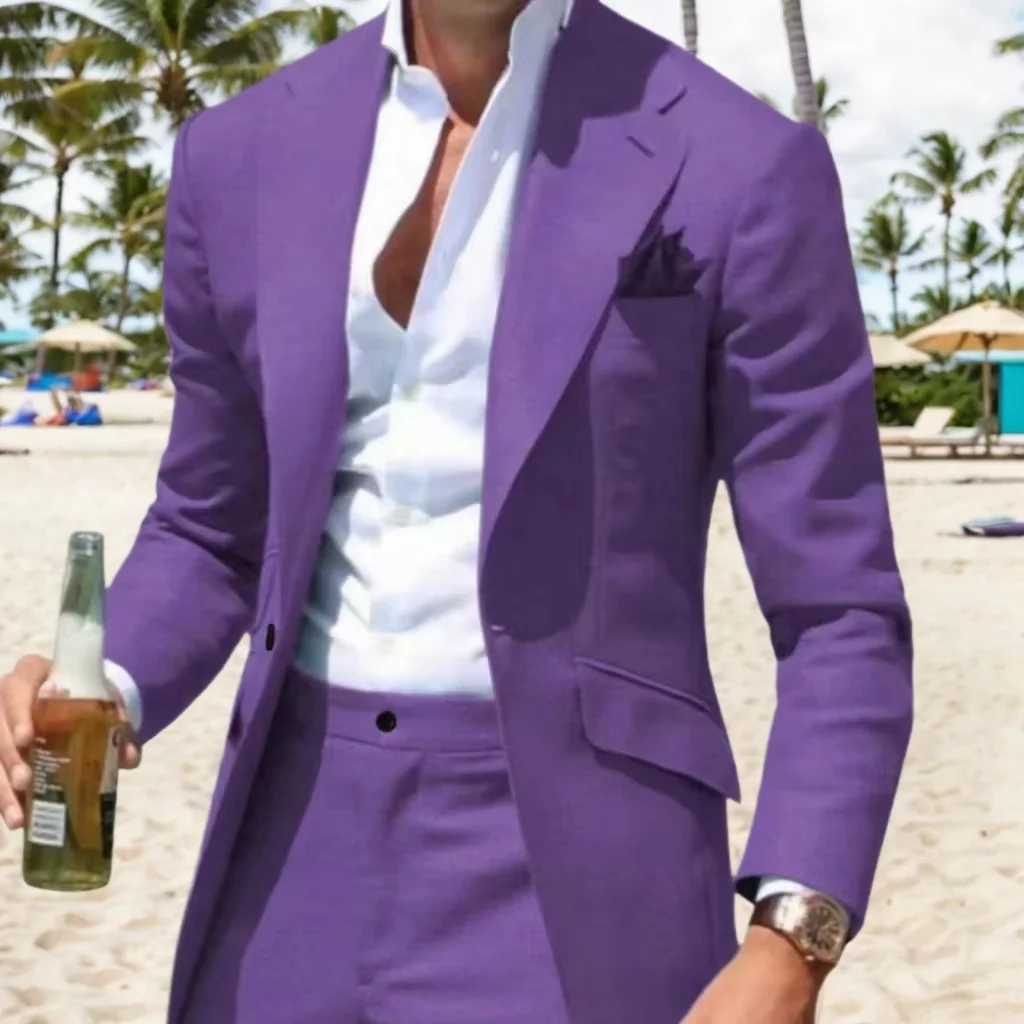 Casual Stylish Mens Suit Notched Lapel 2 Pieces Suits Blazer and Pants Tuxedo for Wedding Performance Business Ceremony DressesXJ250222