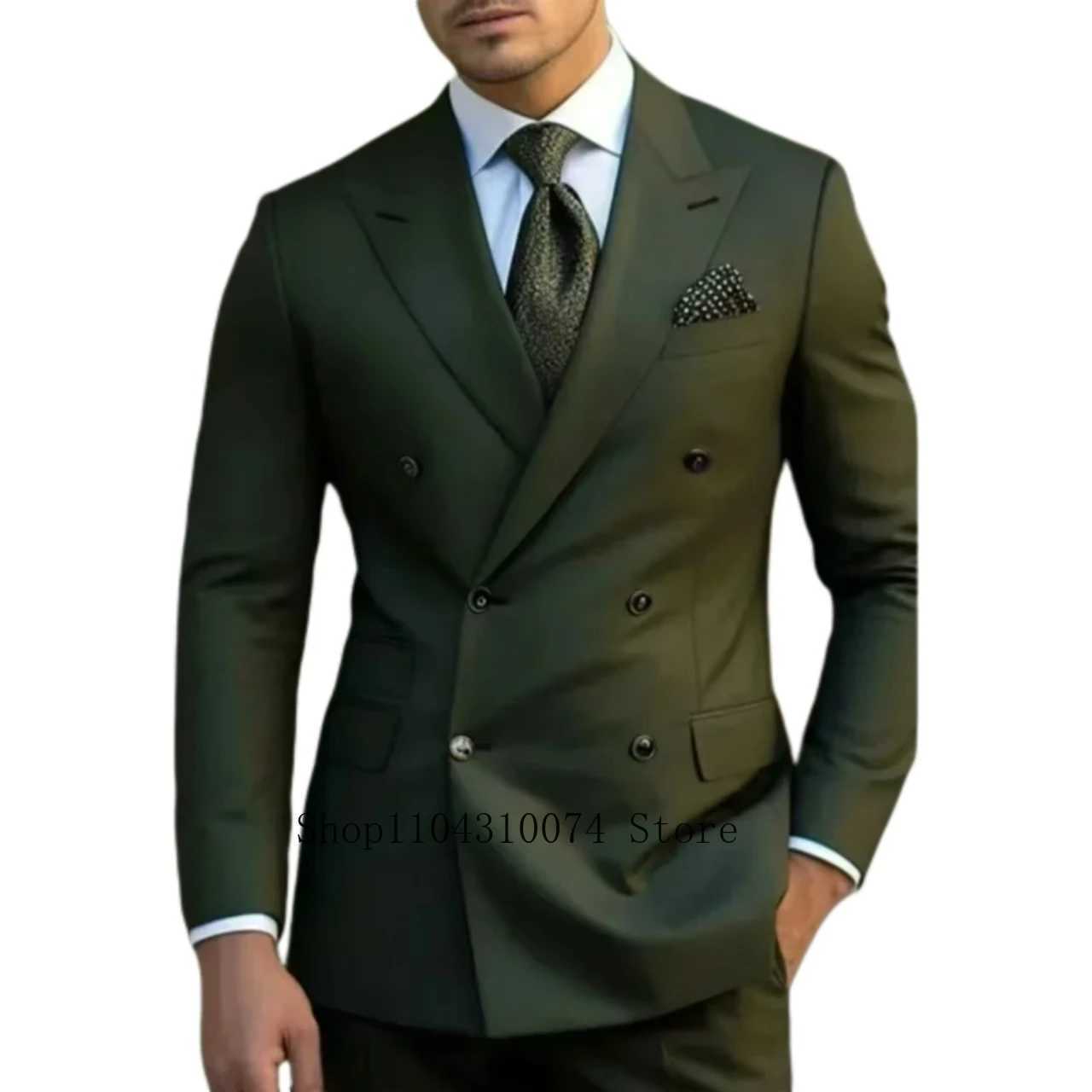 Mens casual suit with retro notch lapel customized 2 pieces of double chest clothingXJ250222