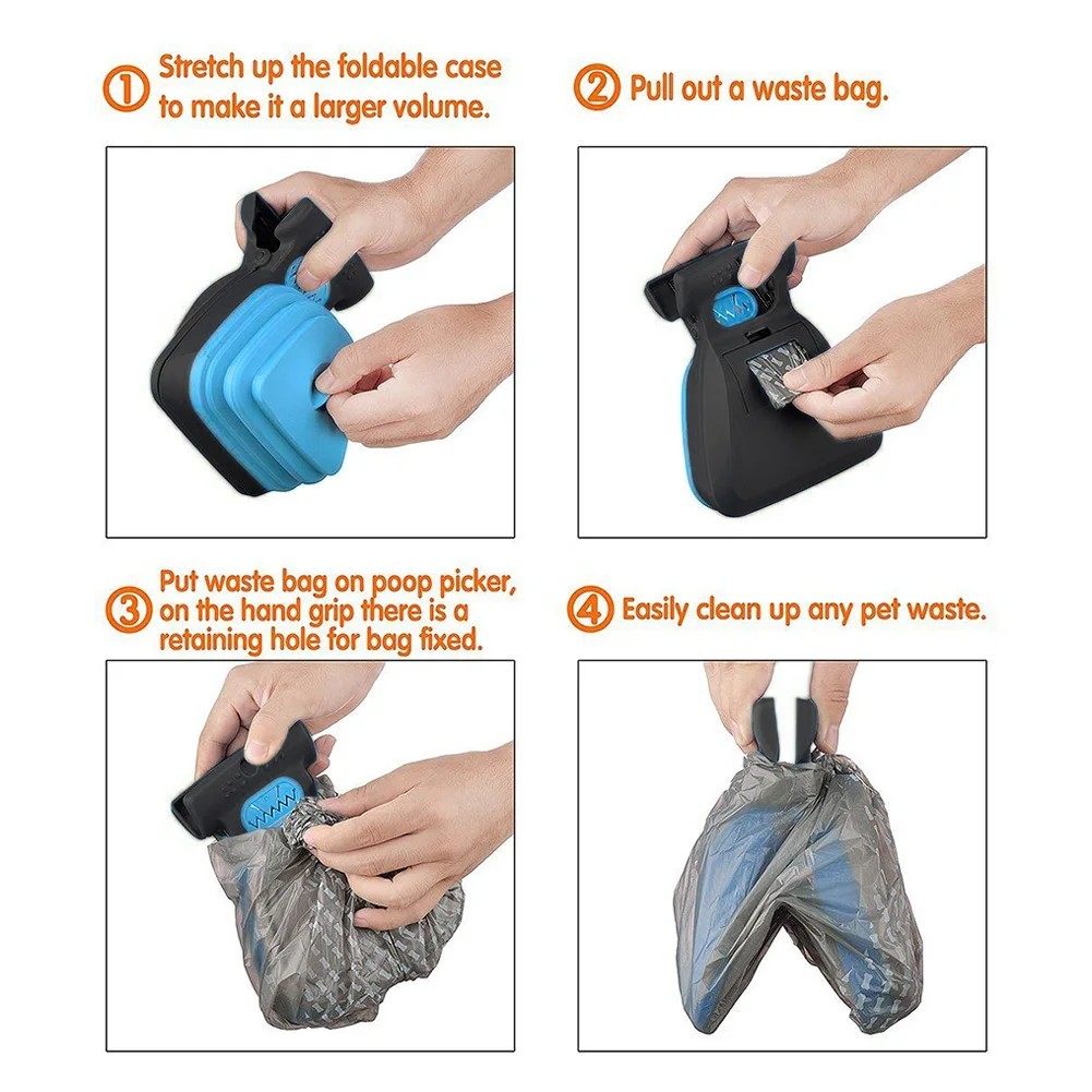 Pet Pooper Scooper Travel Kit - Compact & Portable Waste Collector with Biodegradable Bags Included