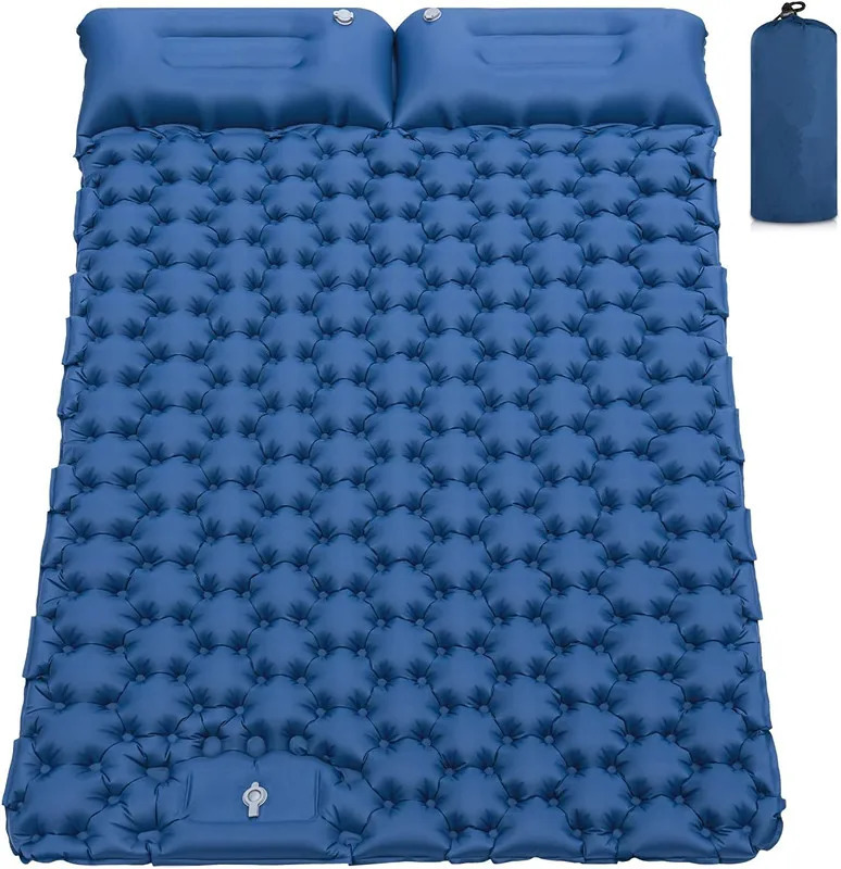 Camping Air Matt Double Sleeping Pad Inflatable Air Mat with Pillow Air Mattress Nature Hike Waterproof Folding Sleeping Mat 250221