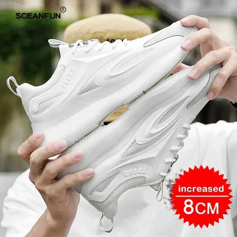 Men casual sneakers elevator breathable mesh heightening shoes for Man NEW top 8cm hidden h height increased designer Z250224