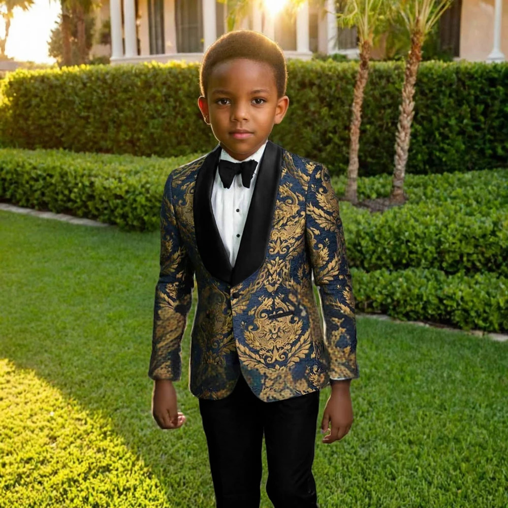 High Quality Boys 2 Pieces Blazer Pants Set For Birthday Party Classic Child Regular Fit Suits Wedding Ring Bearer Outfit 250221