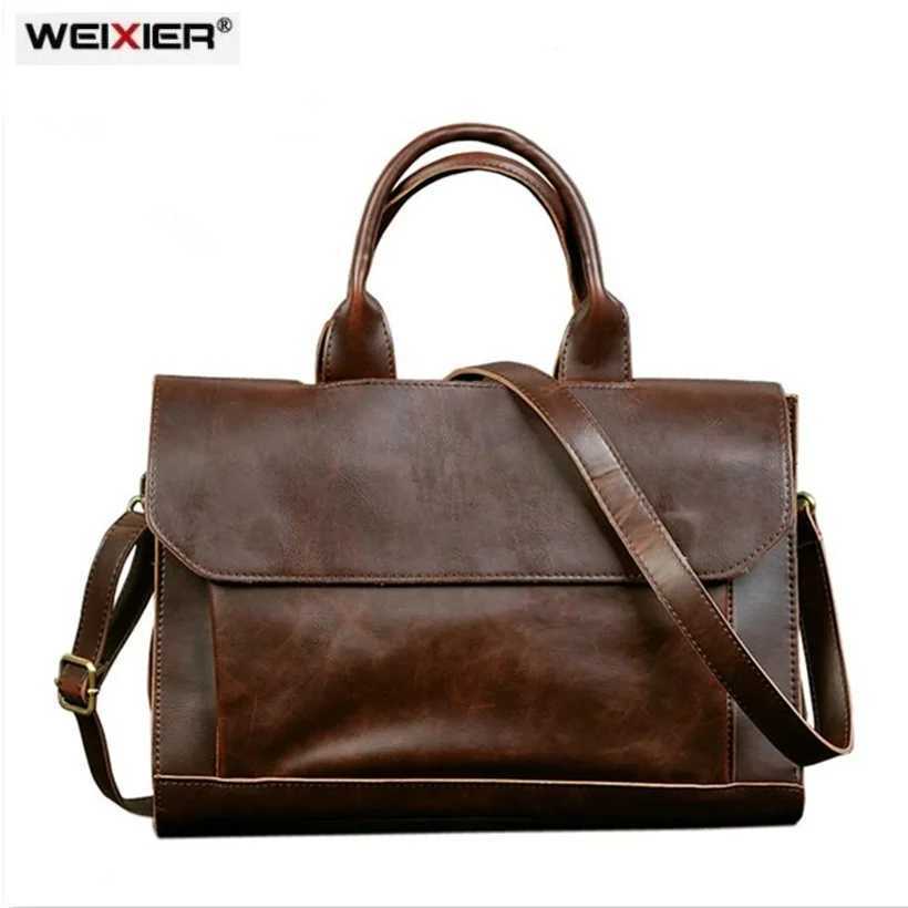 Business office Briefcase mens Handbag Brand Leather Tote men Solid Computer Laptop bag Vintage man Messenger Bag Leisure 2021 Z250220