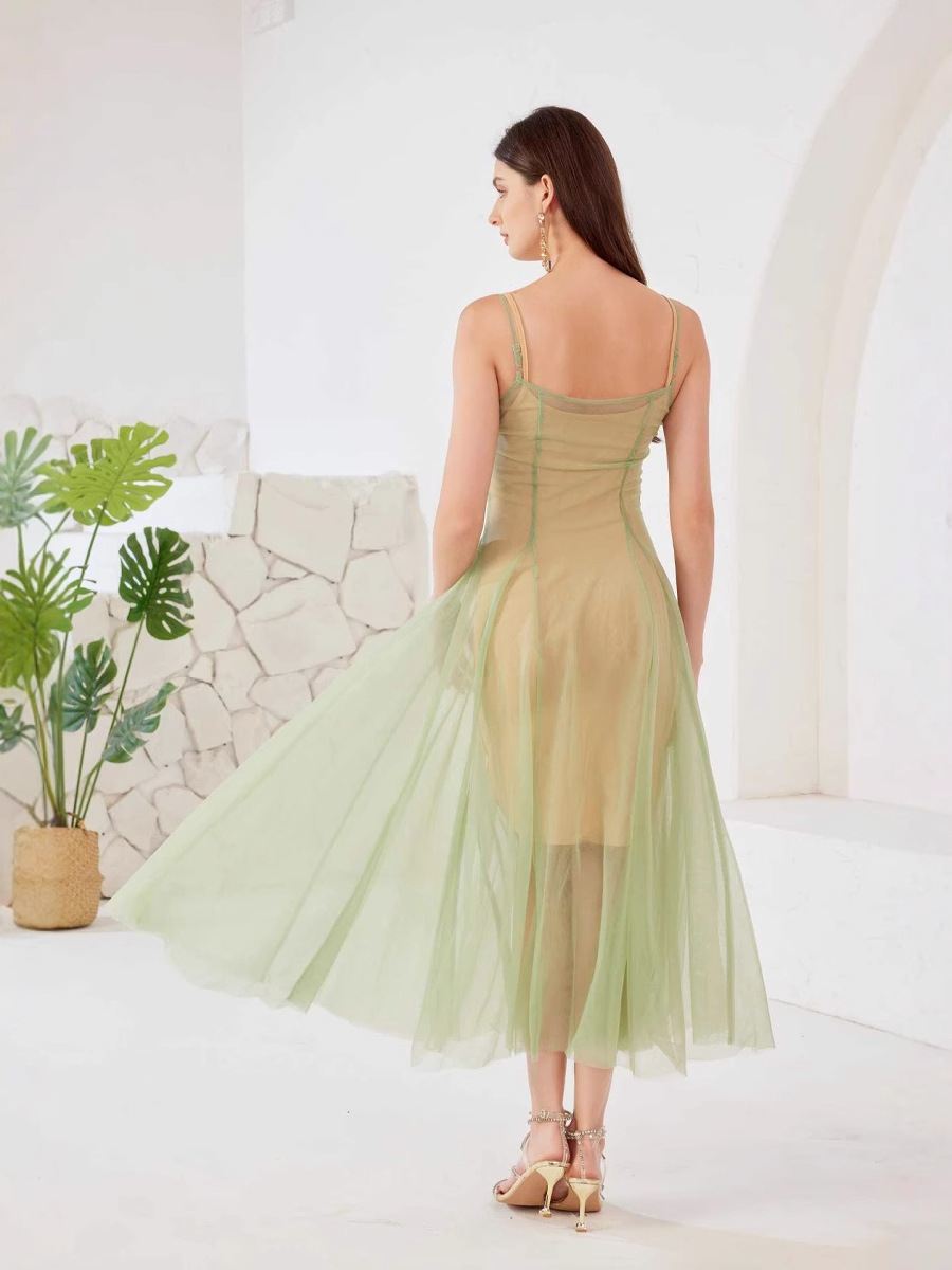 MU280 Spring and Summer New Swing Skirt Holiday Party Dress