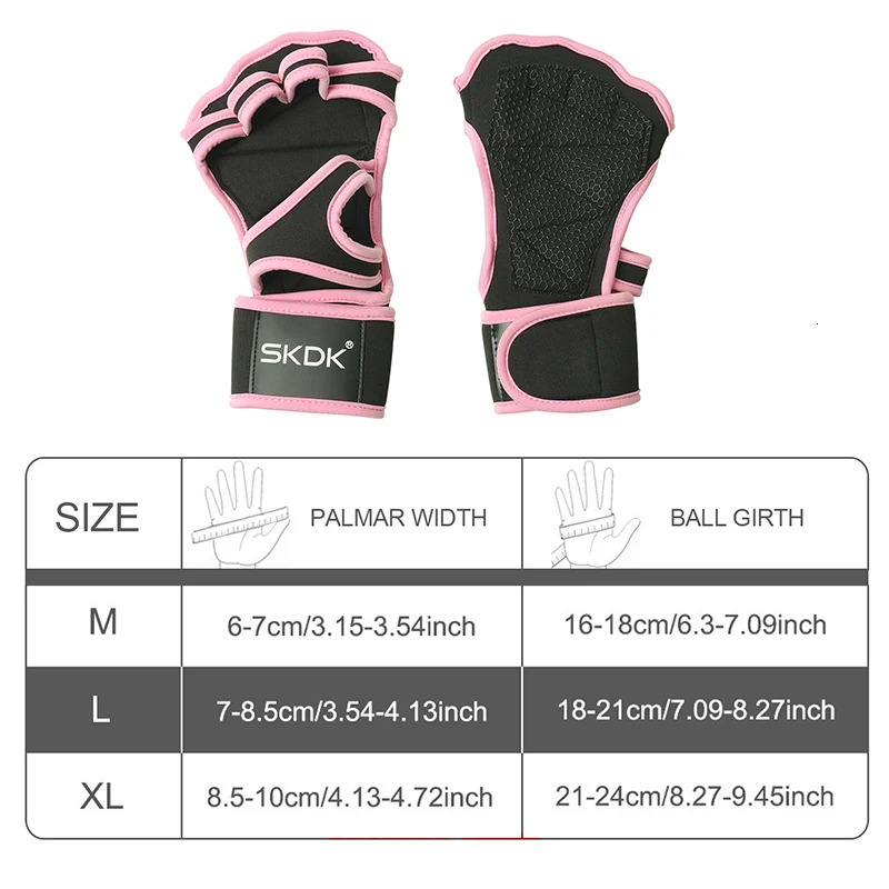 Workout Gloves With Wrist Wraps AntiSlip Silicone Palm Protection Weight Lifting Fitness Gym Pink Color For Women 250220