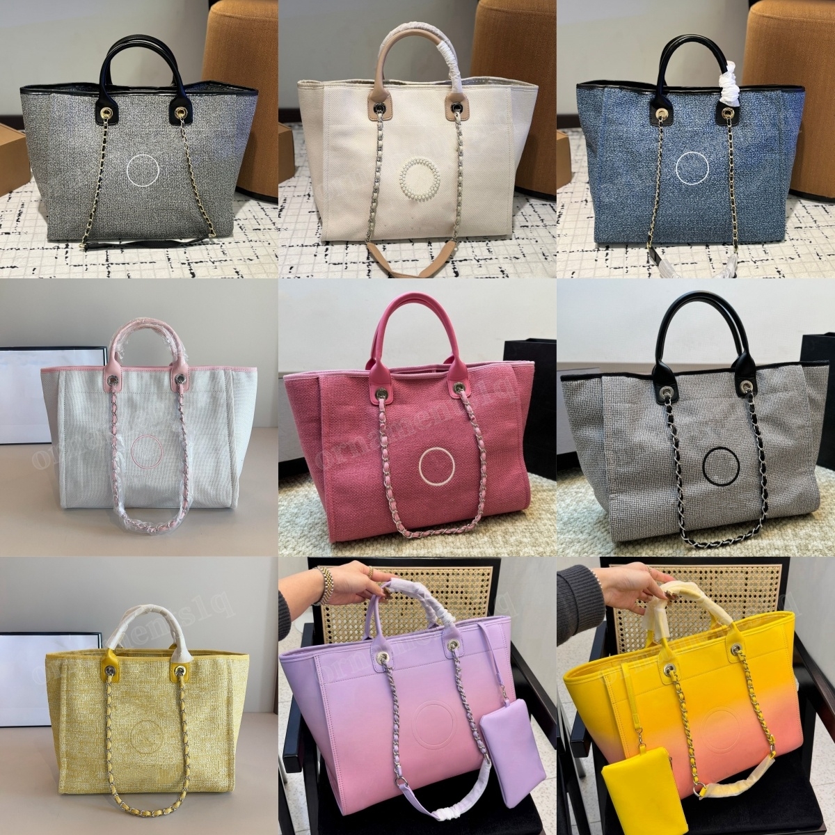 Designer Beach Bag Luxury Women's Tote Bag Shoulder Bag Large capacity Leather bag Denim Vintage Bag Pearl Embroidery Canvas High quality Large Tote two-piece set