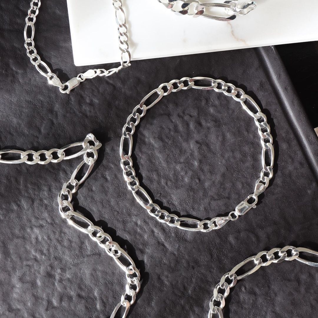 ORSA JEWELS Italian 18K Gold Plated 5.0mm Figaro Chain Necklace 925 Sterling Silver Men Necklaces Chains Fine Jewelry Gifts SC34