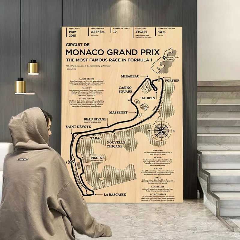 F1 Formula Racing Poster Aesthetic Racing Monaco Grand Prix Track Wall Art ral He Ro Decoration Retro Canvas Painting Y250218