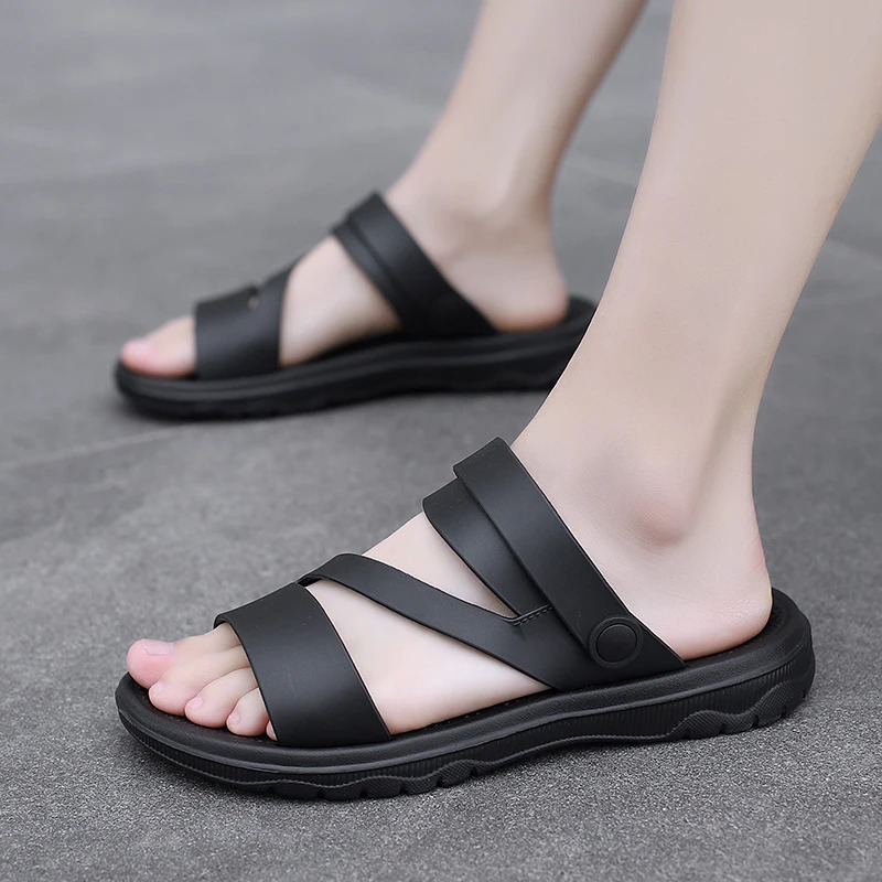 Summer Outdoor Casual Sandals for Men PU Leather Non-slip Breathable Roman Shoes Beach Flip-Flop Garden Shoes 250221