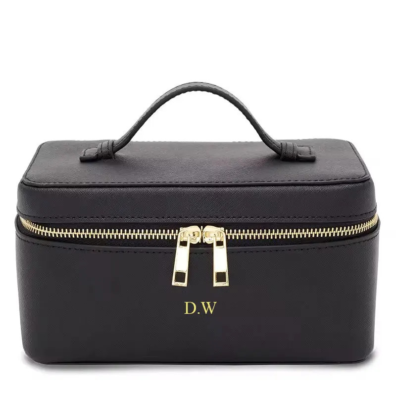Ladies Saffiano Split Leather Travel Toiletry Case Bag Portable Hanging Makeup Organizer Box Dopp Kit Cosmetic Bag For Women 250214