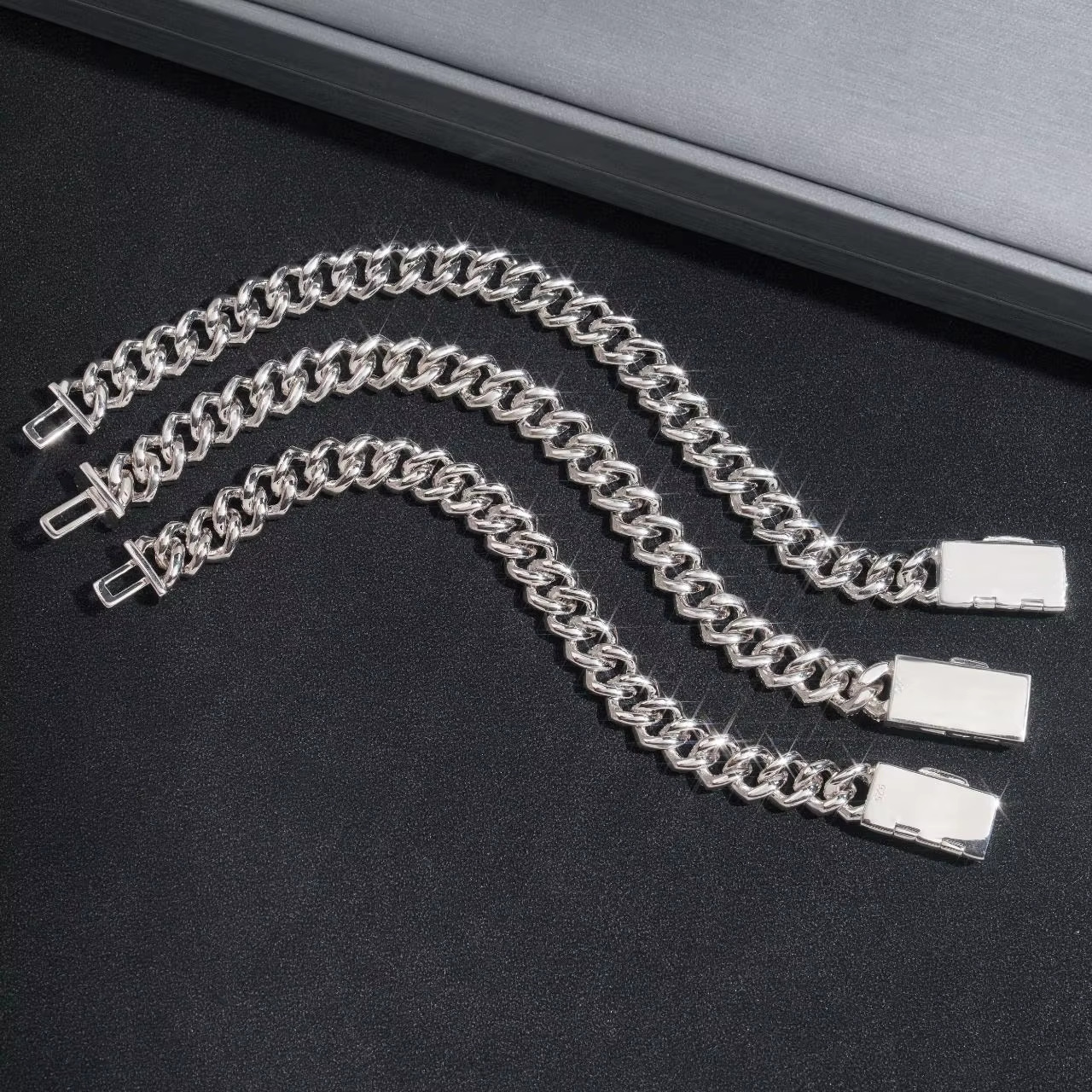 Lanphear 10mm Mossanite Fashion Hip Hop Jewelry Custom Sier Iced Out Moissanite Cuban k Chain Bracelet for Men Women