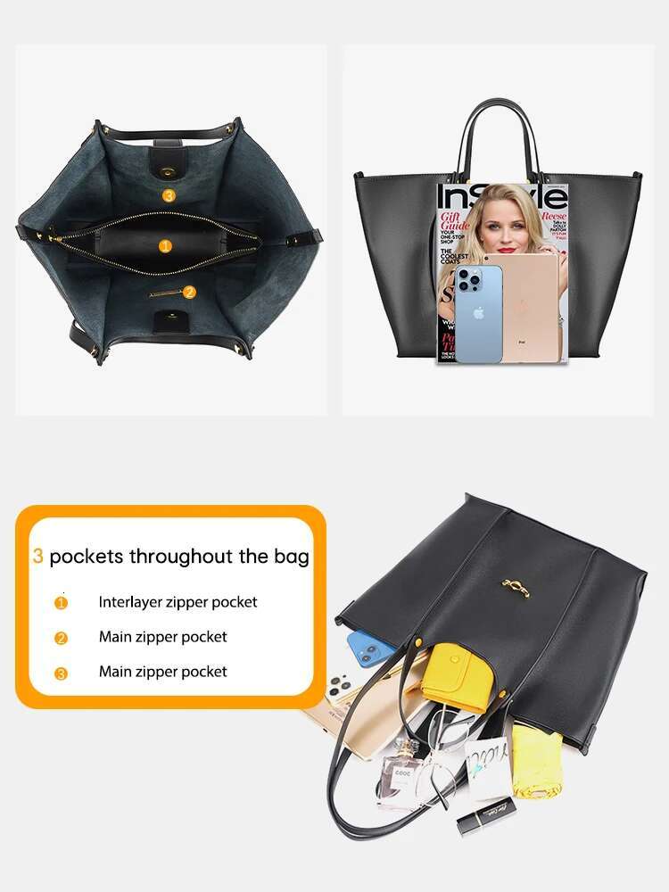 Gentle Woman Bag Genuine Leather Tote: Soft, Large Capacity Women's Handbag For Shopper Travel - Bolso Mujer