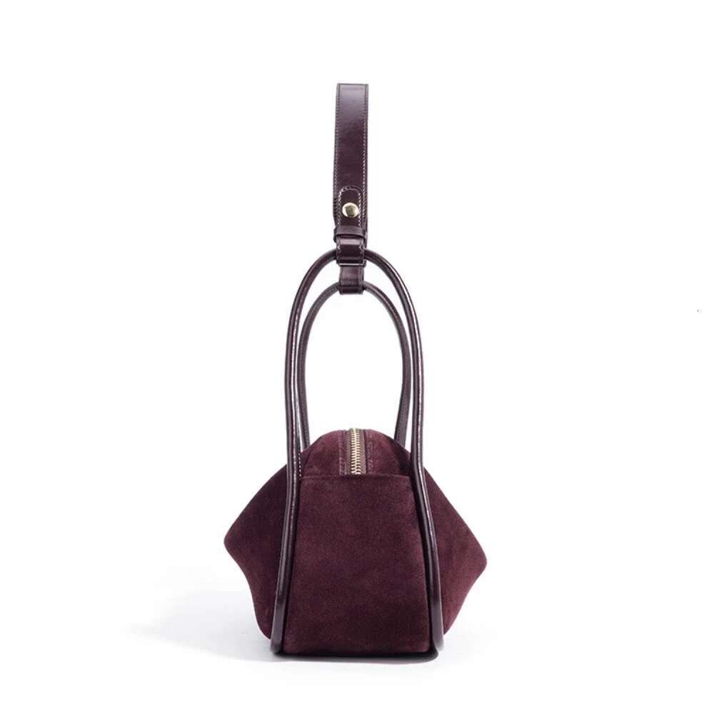 New Winter Exquisite Design Hanging Basket Hobo Tote Wine Red Matte Color Women Shoulder Bag Chic Daily-Use Cosmetics Handbag