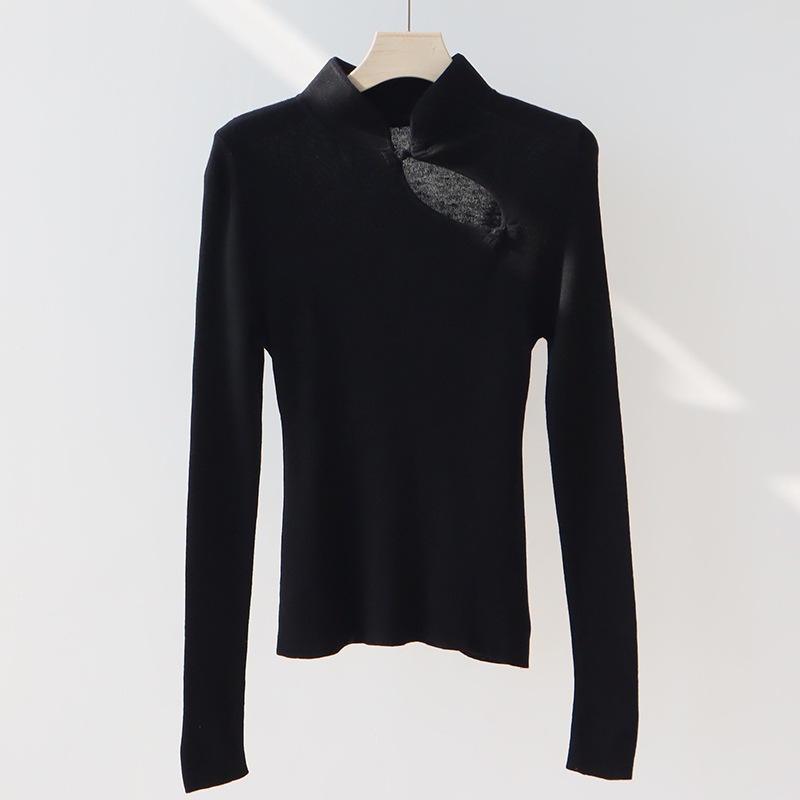 CEBB1 Women's Wool Blend Pleated Pullover with Soft Half Turtleneck