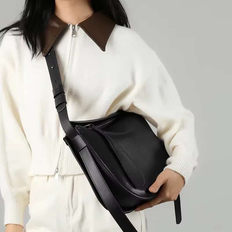 Woman Genuine Leather Shoulder Tote Bags Women Cowhide Bag Lady Soft 100% Design Female Bucket Handbag High Quality New