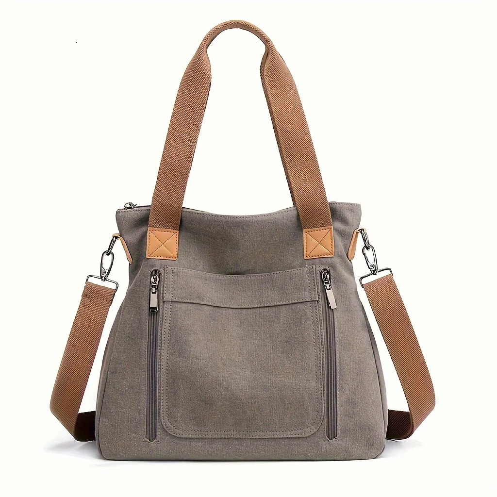 Womens Versatile Handbag Large Capacity Canvas Casual Shoulder Crossbody Bag 250221