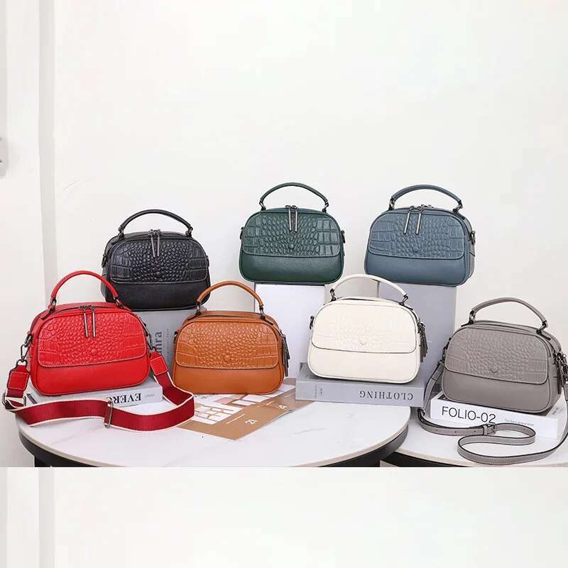 Female Cow Genuine Leather Crossbody Handbag Casual Women Bag Cowhide Fashion Vintage Shoulder Designer Bags For Ladies