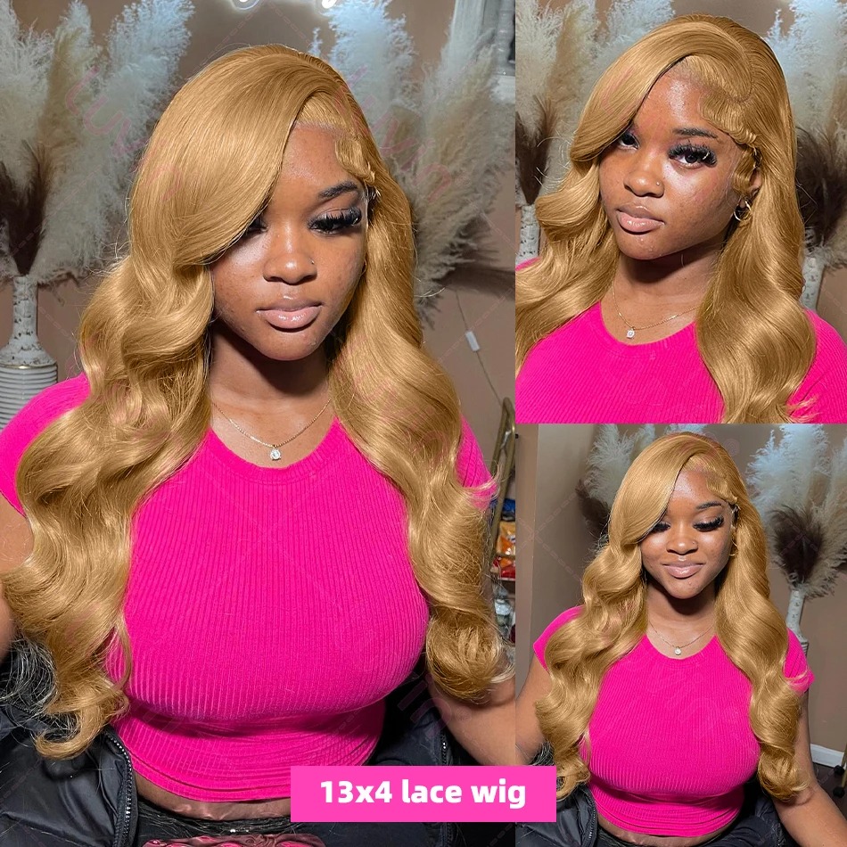 40 Inch Peruvian Hair Body Wave Honey Blonde 13x6 HD Transparent Lace Front Wigs Indian 13x4 Lace Frontal Simulation Human Hair Wig Prepluck