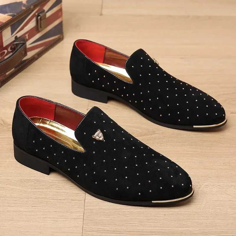 Mens Dress Shoes s Party Shoe Luxury Wedding Shoes for Men Suede Leather Business Casual Shoes Slip- Loafers Zapatos2024 Y250222