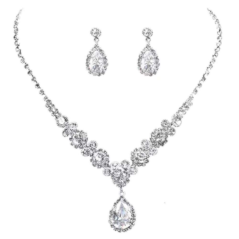 European designer jewelry set luxury flower women's necklace earrings two-piece set fashionable exquisite niche design high-end feeling bridal ac