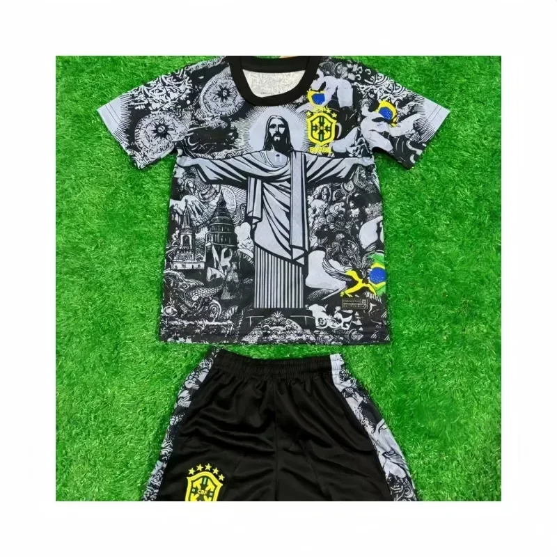 24/25 Latest Explosive Sports Football Jersey Brazil Special Edition Training Jersey Summer Adult Men's Crew Neck Set Quick